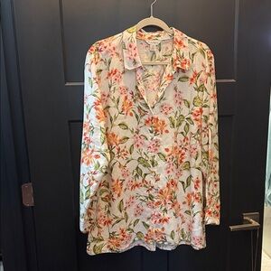 Tommy Bahama Floral Print Blouse in Green and Orange